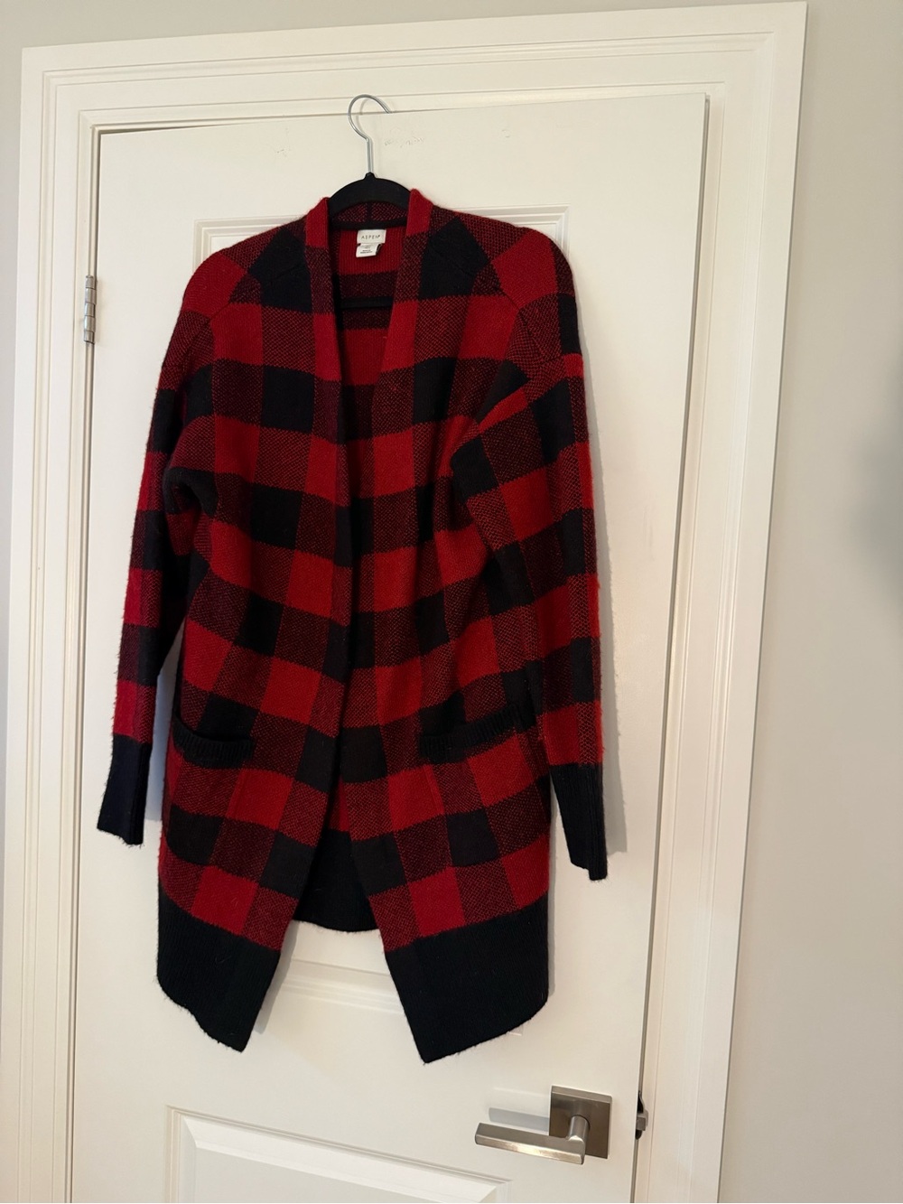 Red and Black Buffalo Plaid Open Cardigan
